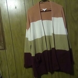 Time and Tru Multicolor Striped Cardigan